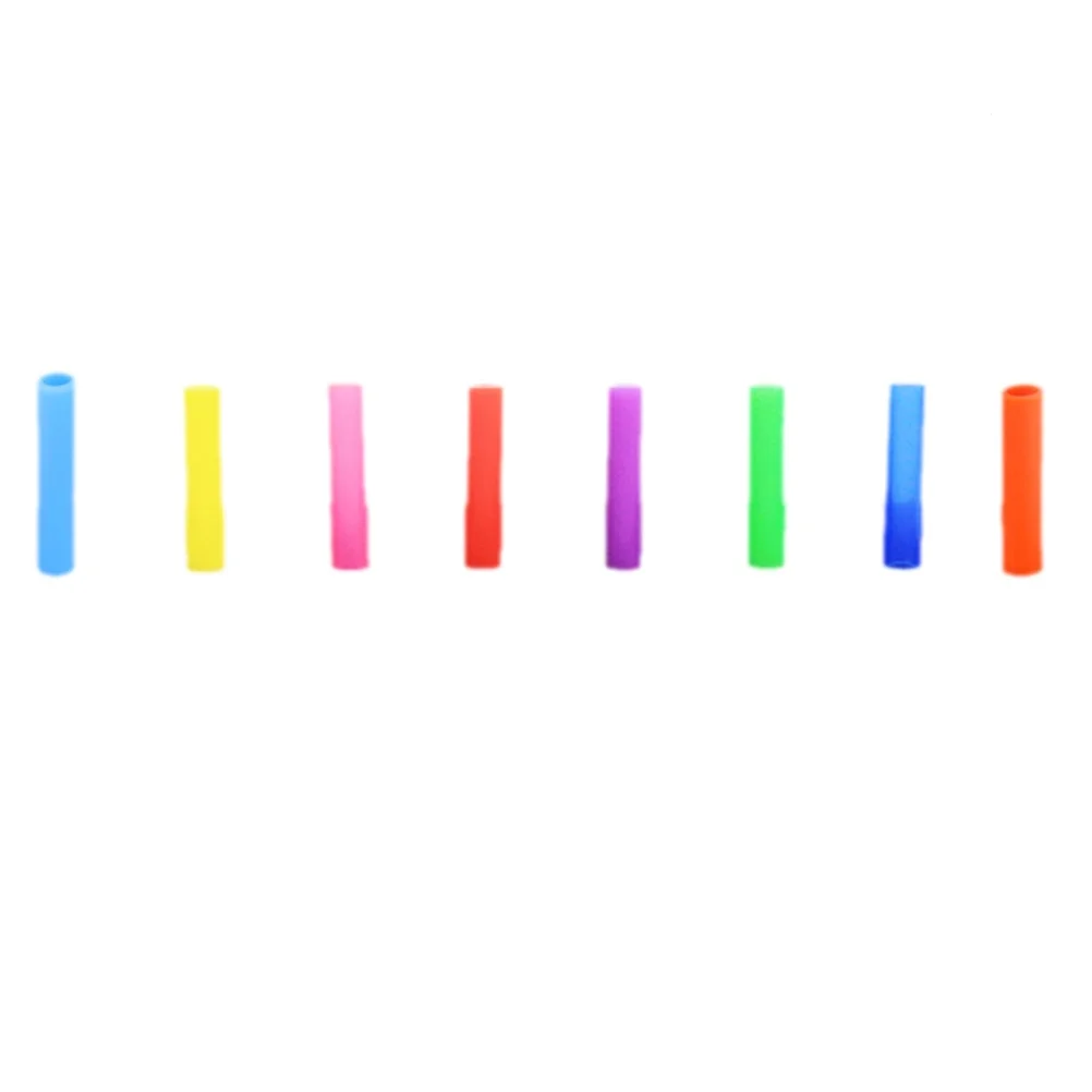 

8 Pcs Stainless Steel Straws Silicone Case Anti Tooth Collision Recyclable Non Slip Different Colors Kitchen Bar Supplies