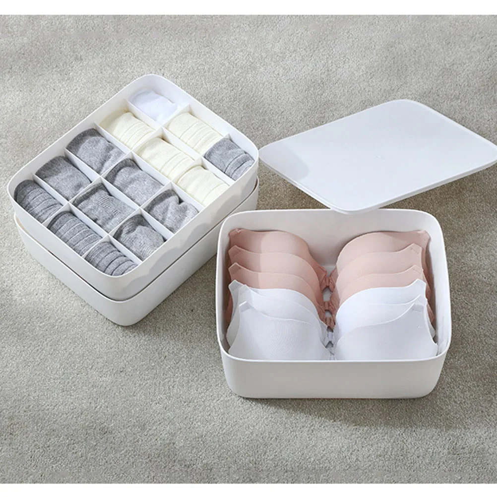 

Stackable Plastic Storage Basket 15-Compartment Underwear Organizer Box for Closet Desk Use Pink Plastic Storage Box