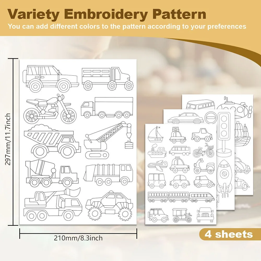 50Pcs Transportation Vehicle Embroidery Pattern Stabilizer 8.3
