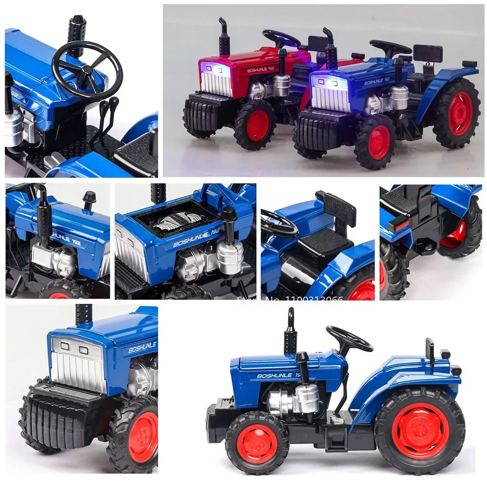 1:32 Agricultural Tractors Cars Alloy Models Toys Light Sound Vehicles Wheel Pull Back Miniature Car Boys Children's Day Gifts