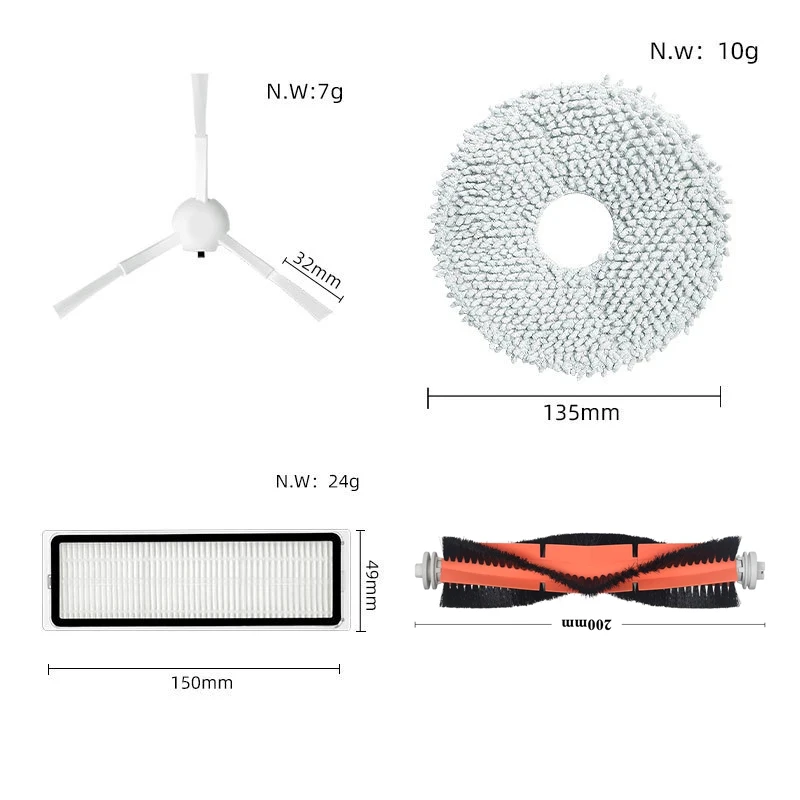 Main Brush Mop Cloth Dust Bag Spare Parts For Xiaomi Mijia B101CN Robotic Vacuum Cleaner Side Brush Hepa Filter Replacement