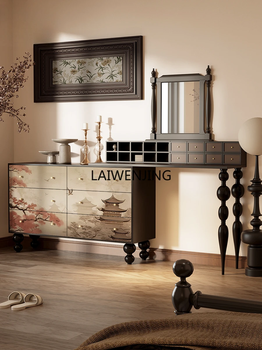 

LYN new Chinese classical cosmetic cabinet solid wood bedroom integrated cabinet free installation six buckets