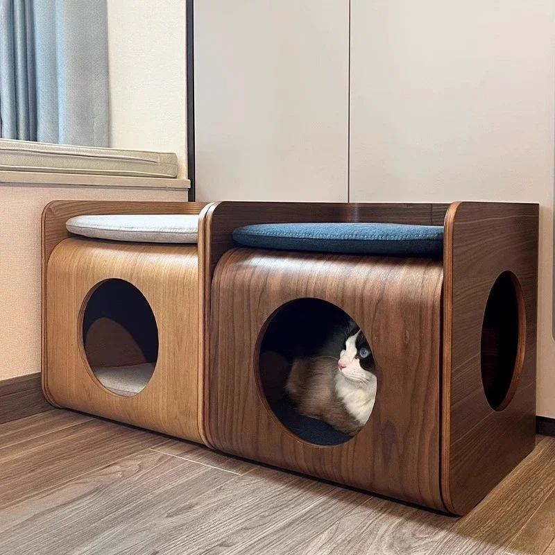 cat litter, four-season universal closed tree hole cat house, solid wood shared furniture cat table, pet supplies