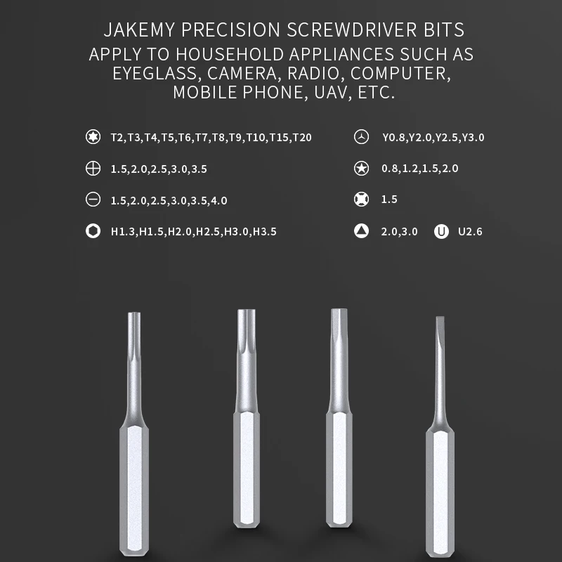 JAKEMY Precision Screwdriver Set Electric Screwdriver Power Tools JM-Y03 Rechargeable LED Light DIY Multitools Maintenance Tools