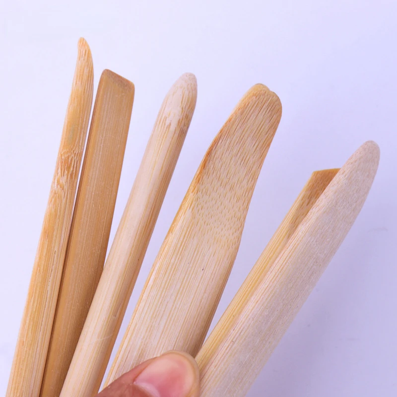 Bamboo Clay Sculpture 7-piece Set of Round Head Bamboo Scraper Fine Handmade Pottery Sculpture Craft Blank Tool