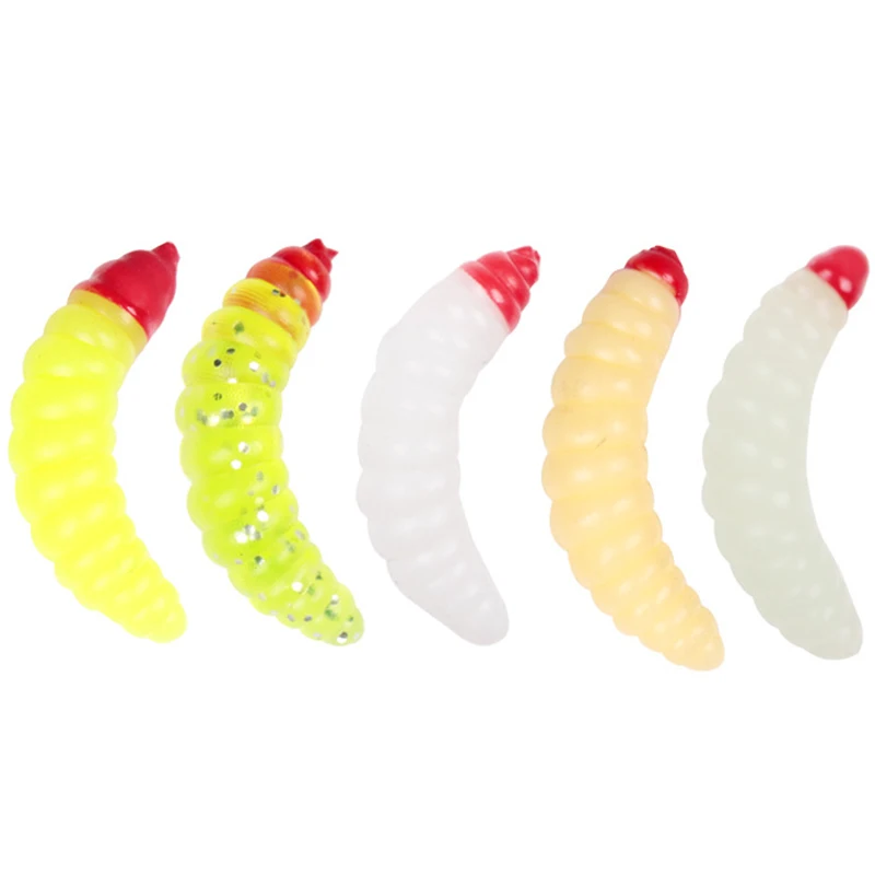 

50pcs/lot Maggot Grub Soft Fishing Lure 2cm 0.5g Soft Lure Baits Worms Glow Shrimp Fishing Lures