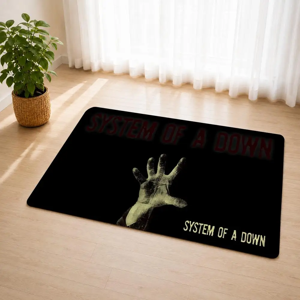 S-System Of A Down Band Floor Mat Flannel Rug Soft Non Slip Door Mat For Bathroom Bedroom Kitchen Living Room Home Decor