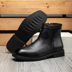 New trend zippered short boots for men's high cut British square toe boots for men's Chelsea boots 231038