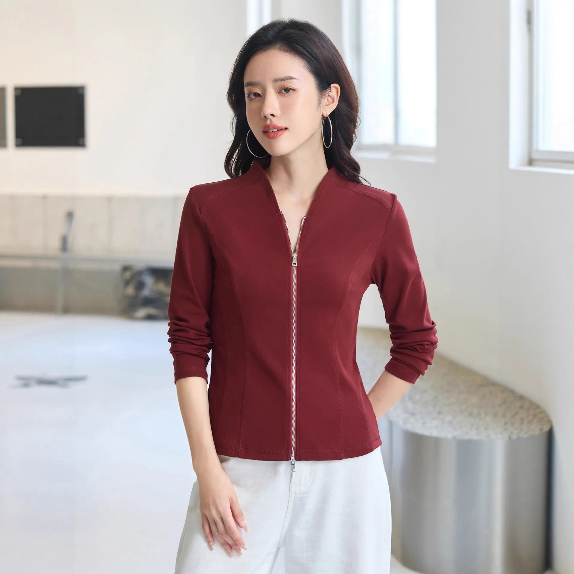 

2025 Autumn Casual Cardigan Long Sleeve Top Women Clothing New Fashion Solid Versatile Casual Comfortable Stand Coat Women