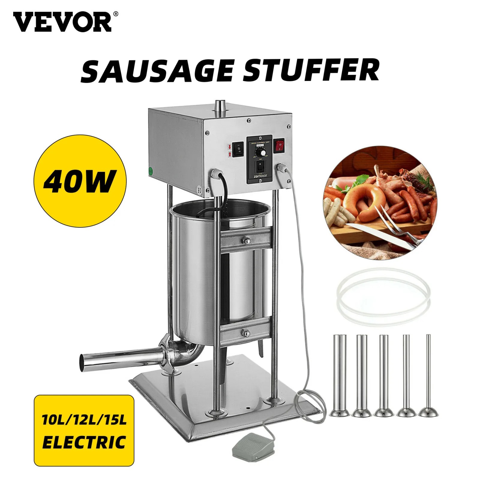 VEVOR 10L/12L/15L Điện Xúc Xích Fidget Con Súc Sắc Thịt Báo Chí Thiết Bị Nhà Bếp Nhà Hàng Cao Cấp Xúc Xích Máy Làm