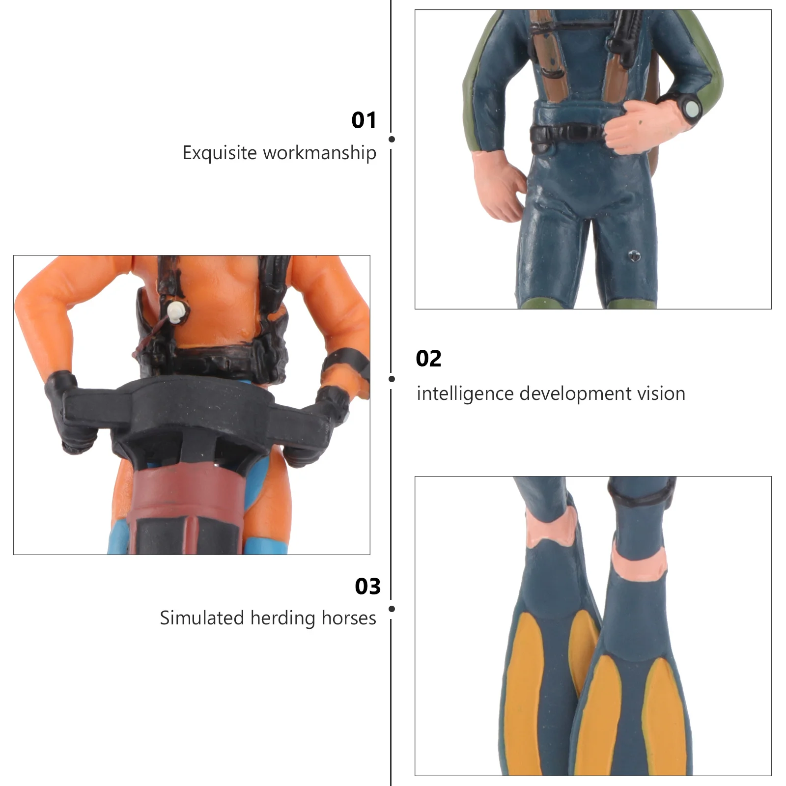 

4 pcs 1 Set Diver Figurines Lightweight Educational Puzzle Playset For Cognitive Learning Tools Desktop Decorations