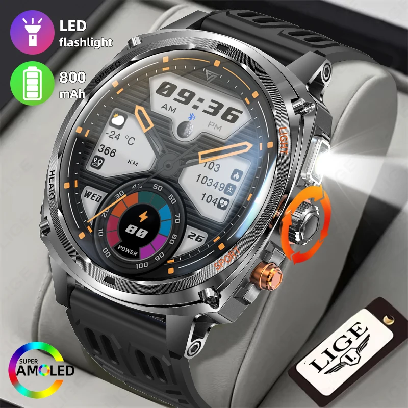 

LIGE NEW Smart Watch Men 800mAh Large Battery Bluetooth Call IP67 Waterproof Smartwatch 100+Sport Health Monitor Smartwatches