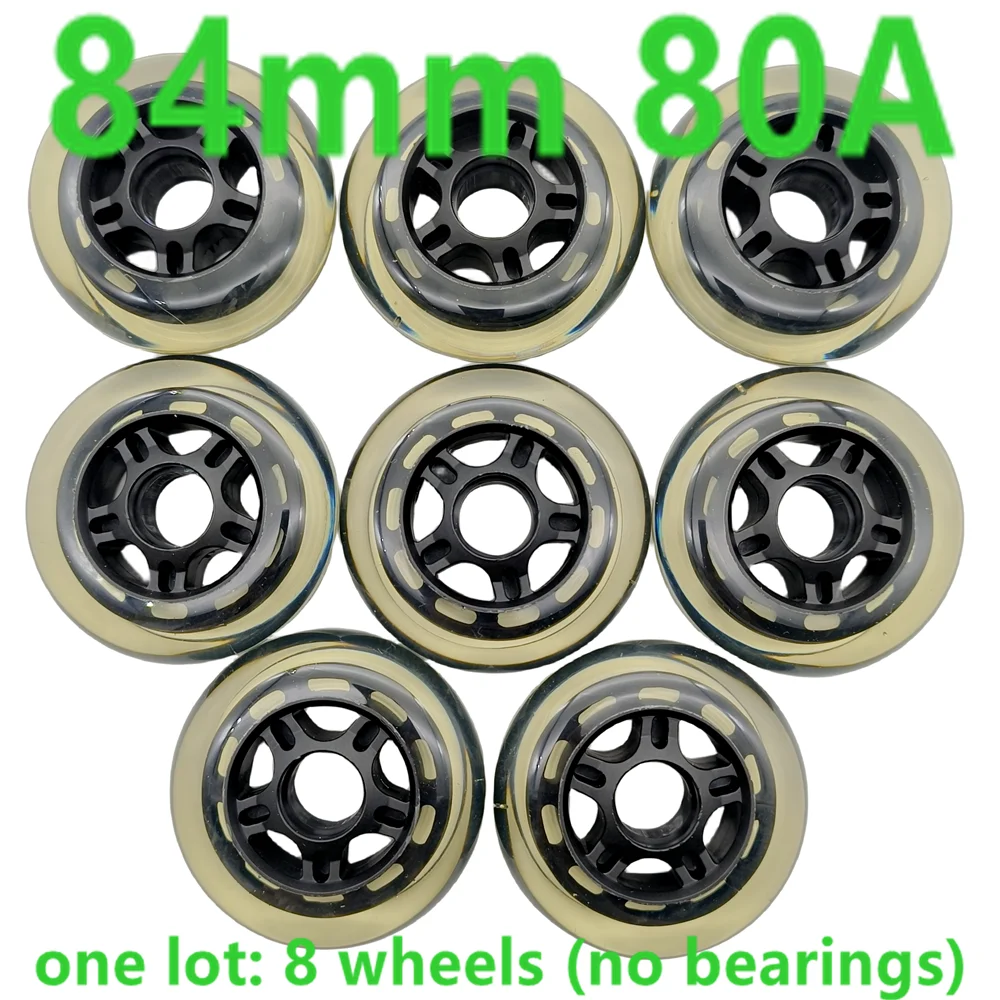 free shipping roller wheel skating wheel 84mm 84x24 mm 80a PU material transparent wheel