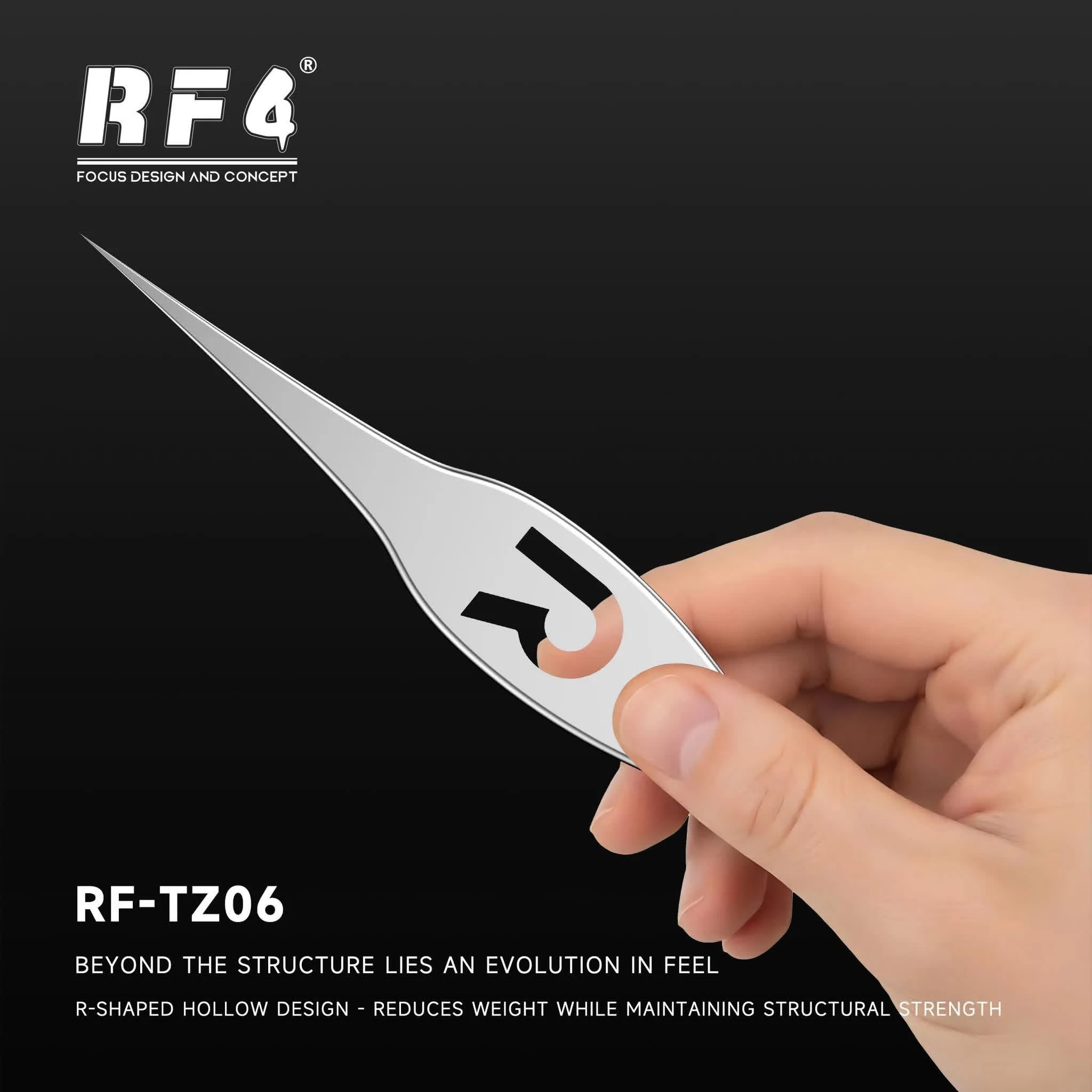 RF4 RF-TZ06 Wide-Body Tweezers with Hardened Tips: High-Precision Clamps for Circuit Board Chips and Mobile Phone Repair Tools