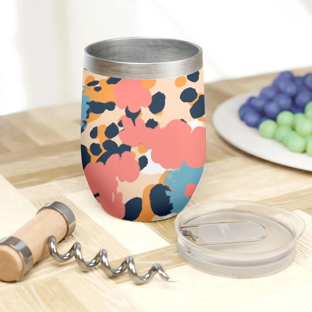 Cartoon Leopard Print Vacuum Flasks 12oz Insulated Wine Tumbler Vacuum Coffee Mug Egg Shape Thermos Cup
