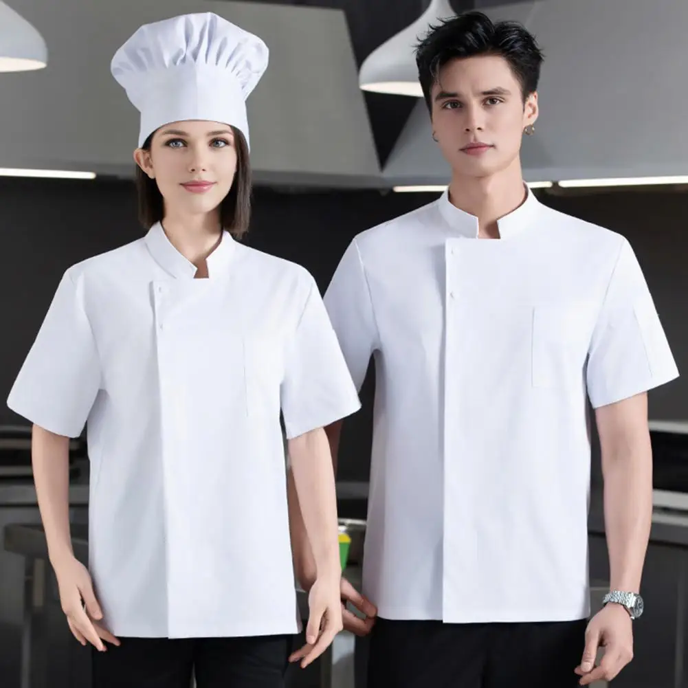 Stain-resistant Chef Coat Stain-Resistant Washable Stand-Up Collar Work Clothes Restaurants Hotels Clubs Chef Coat