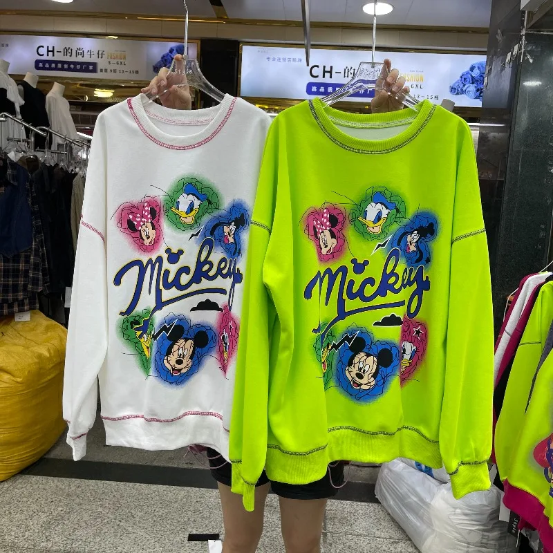 2025 New Autumn Cartoon Top Sweatshirt For Women's American Style Pullover Youthful Loose Top Hoodies Jacket 4 Colors Available