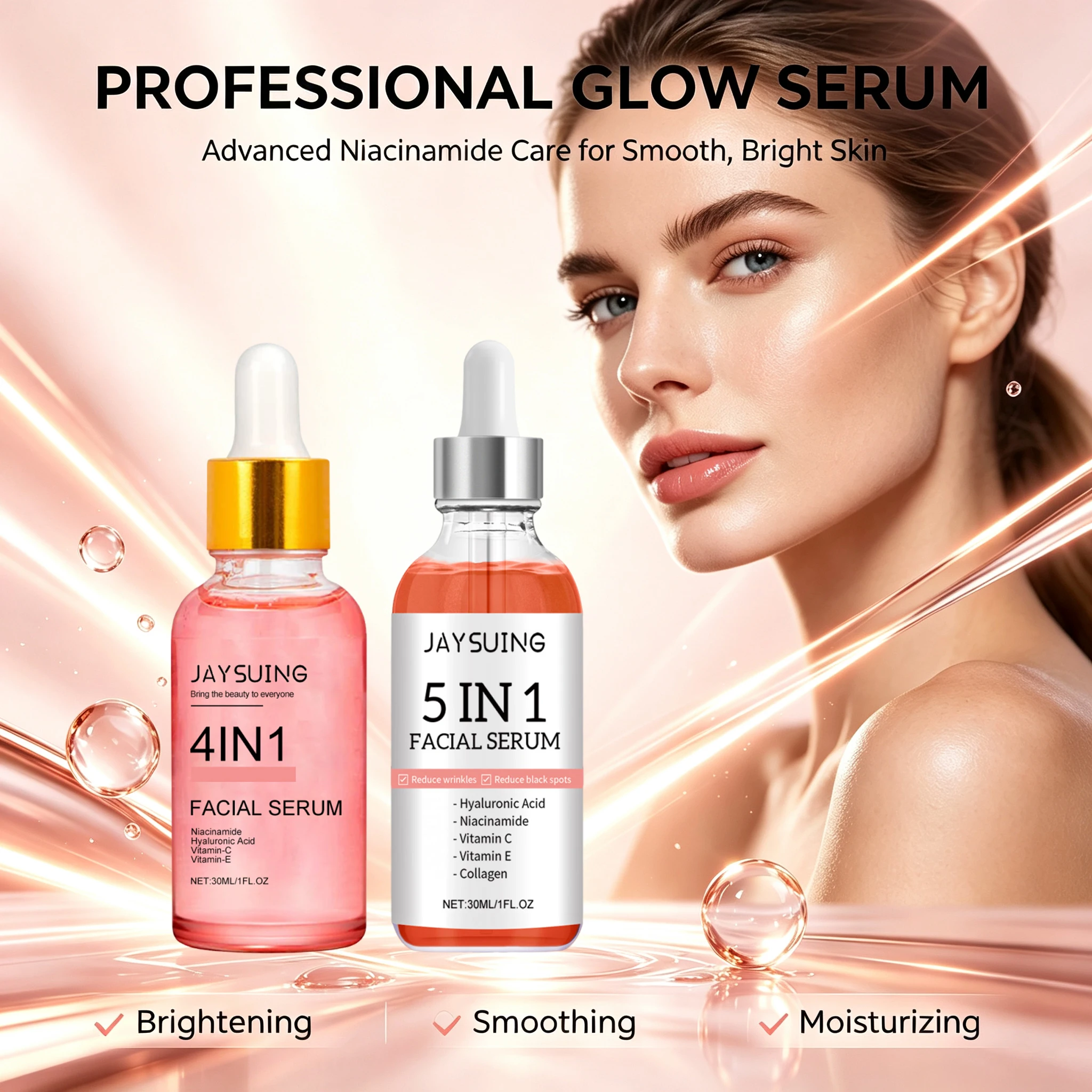 Niacinamide Face Serum Brightening Dark Spot Remover Face Essence Collagen Smoothing Pore Minimizer Korean Facial Serum