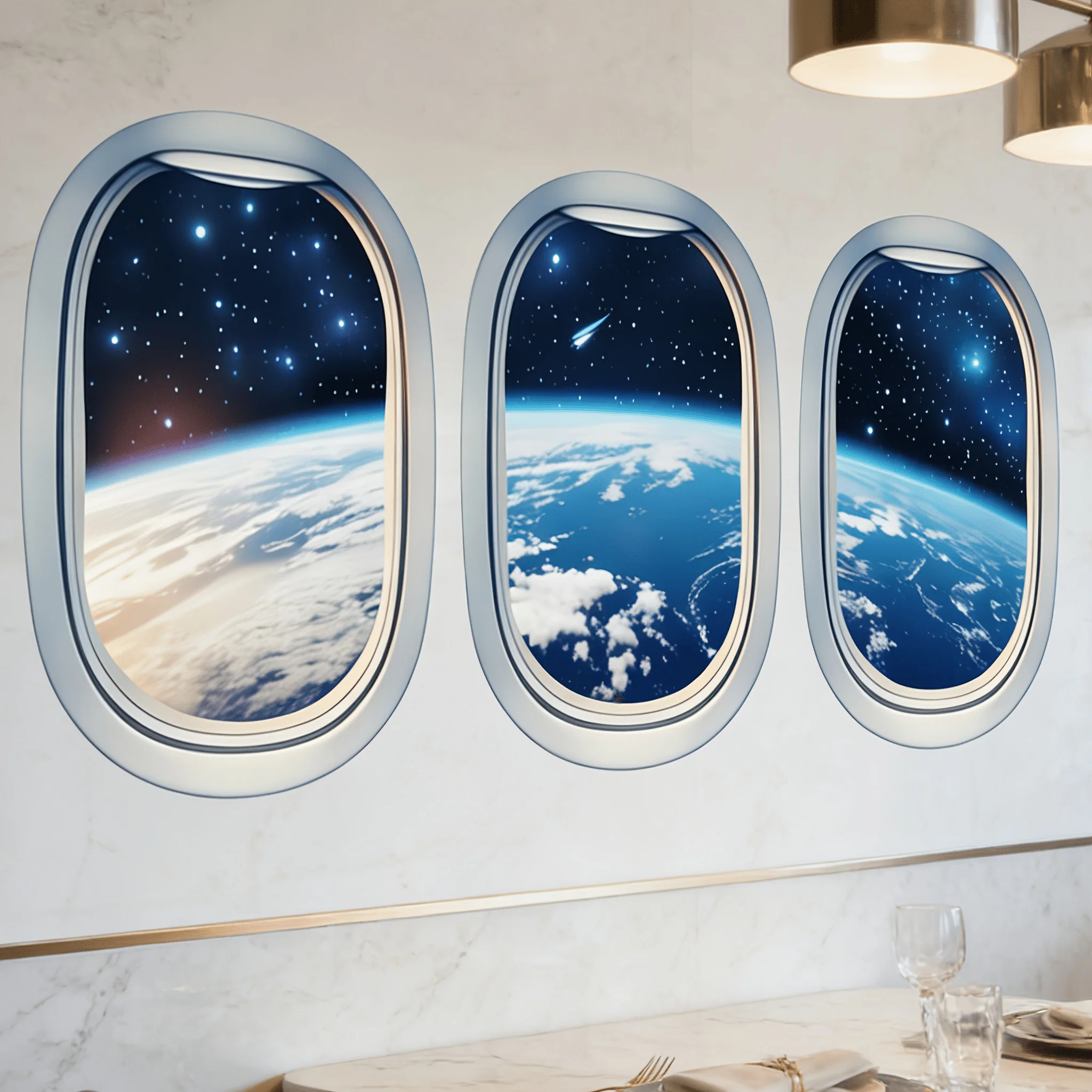 Dreamy Starry Sky Fake Window Sticker Earth Night Scene Pattern Suitable For Living Room Bedroom And More view 5