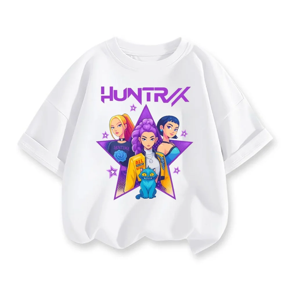 

Y2K KPop Demon Hunters Kids T-shirt Cartoon Figure Printed Tops Tees Boys Girls Casual Short Sleeve Tshirt Children's Clothing
