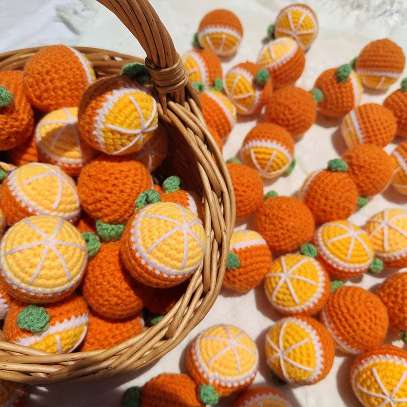 

10 Pcs Handmade Crochet Wool Fruits Charms Hand-crocheted Orange Pendants For DIY Keychain Hairpin Jewelry Making Accessories