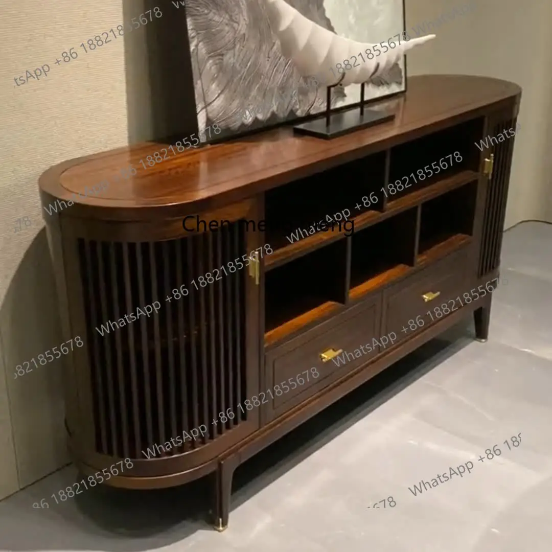 

New Chinese Style Tea Sideboard Cabinet Solid Wood Entrance Storage Living Room Partition Decoration Wall-Mounted Home Use
