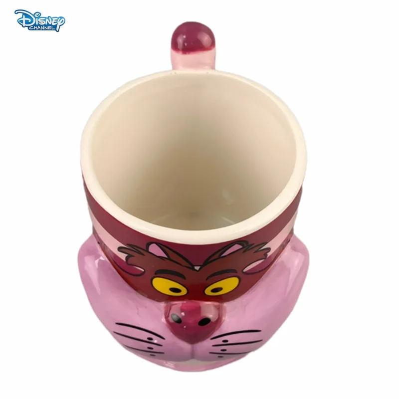 Disney Alice in Wonderland Cheshire Cat Mark 3D Stereo Cartoon Pink Breakfast Milk Coffee Mug Creative Ceramic Cup