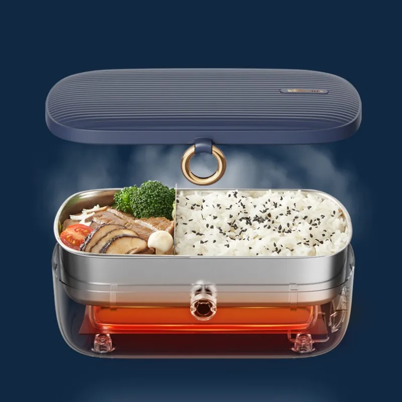 Lancheira elétrica de aço inoxidável portátil inteligente panela de arroz água-livre pluggable isolamento térmico auto-aquecimento bento box