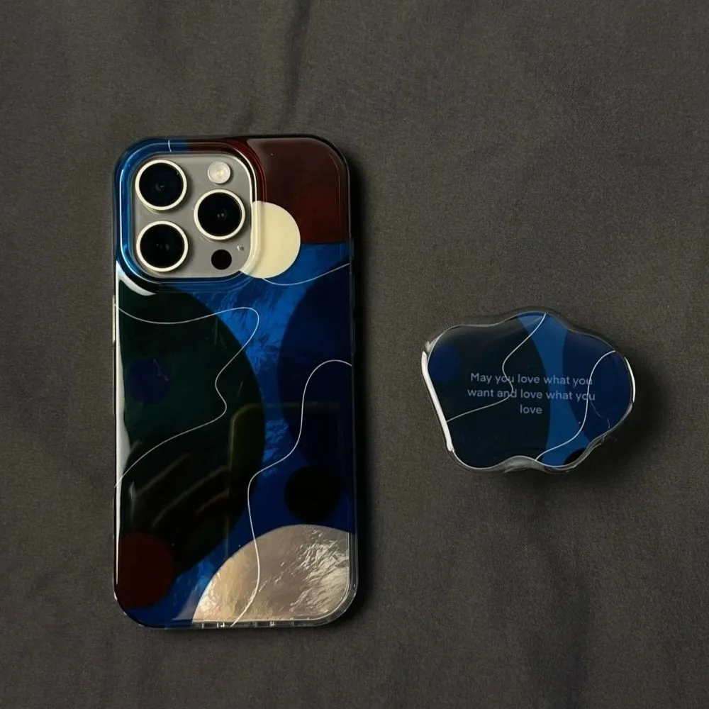 Чехол для телефона для iPhone 16, 15, 14, 13, 12, 11, 8 7 XS X XR Pro Max Plus, новый чехол INS с художественным геометрическим принтом и держателем Чехол для телефона для iPhone 16, 15, 14, 13, 12, 11, 8 7 XS X XR Pro Max Plus, новый чехол INS с художественным геометрическим принтом и держателем