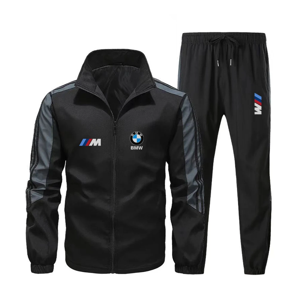 2024 autumn BMW zipper cardigan casual sports set, fashionable and versatile two-piece set, trendy brand set