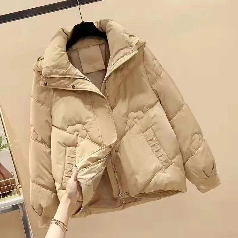 Women Winter Down Cotton Jacket New Hooded Parkas Female Windproof Coat Short Streetwear Bread Casual Outwear Fashion Female Top