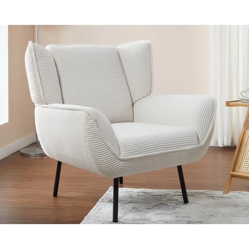 Silla con respaldo de alas, Sillón tapizado para sala de estar, Accent