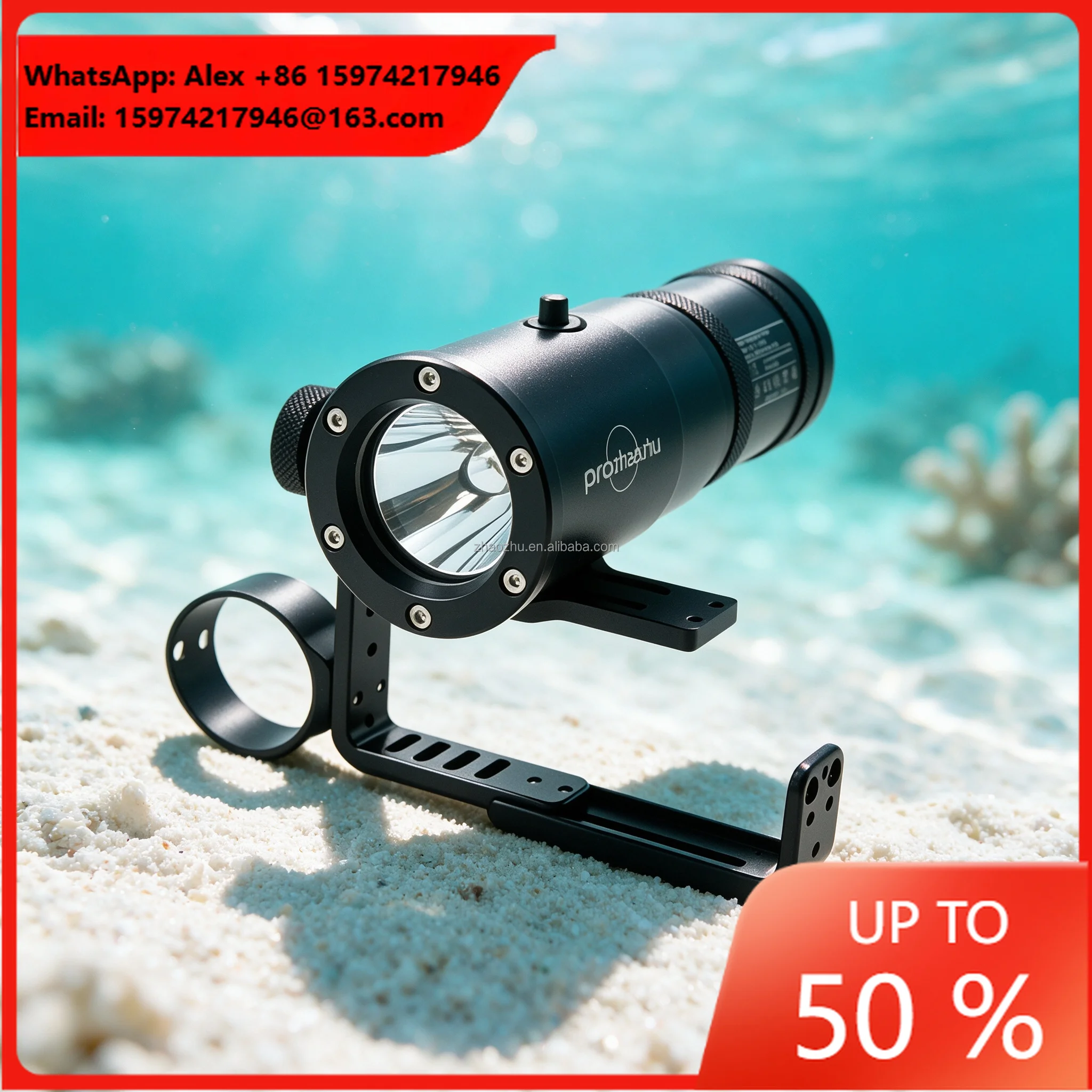 2500LM Self-contained Handheld Dive Light IP68 150M Waterproof Spot Beam Rechargeable Technical Dive Light For Cave Wreck Diving