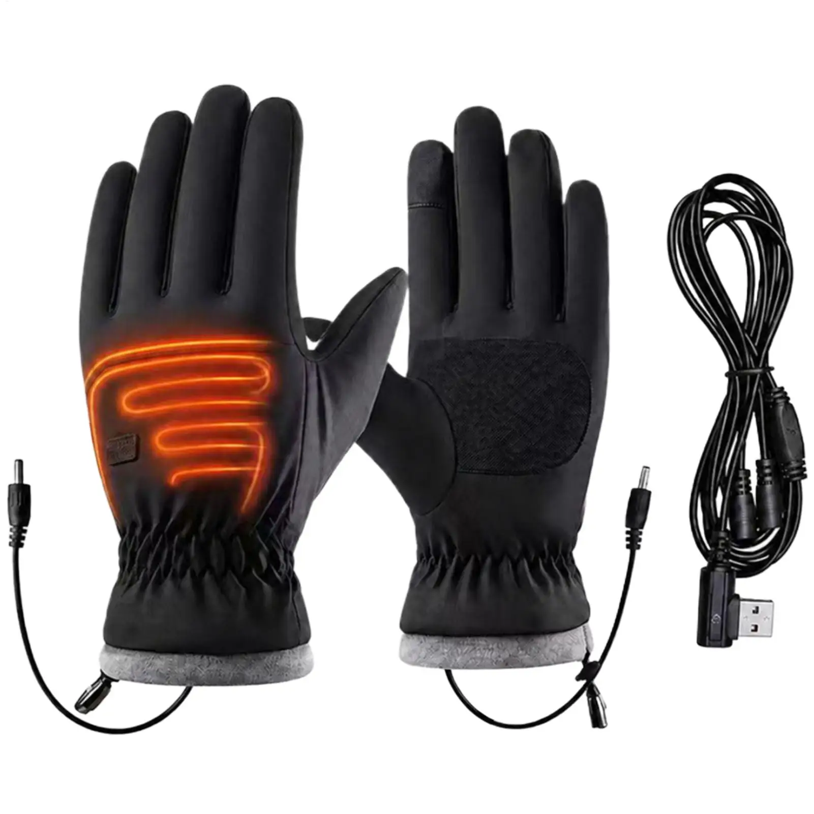 USB Heated Gloves 3 Levels Temperature Control 5-Finger Heated Touchscreen Gloves Waterproof Windproof for Cycling Skiing