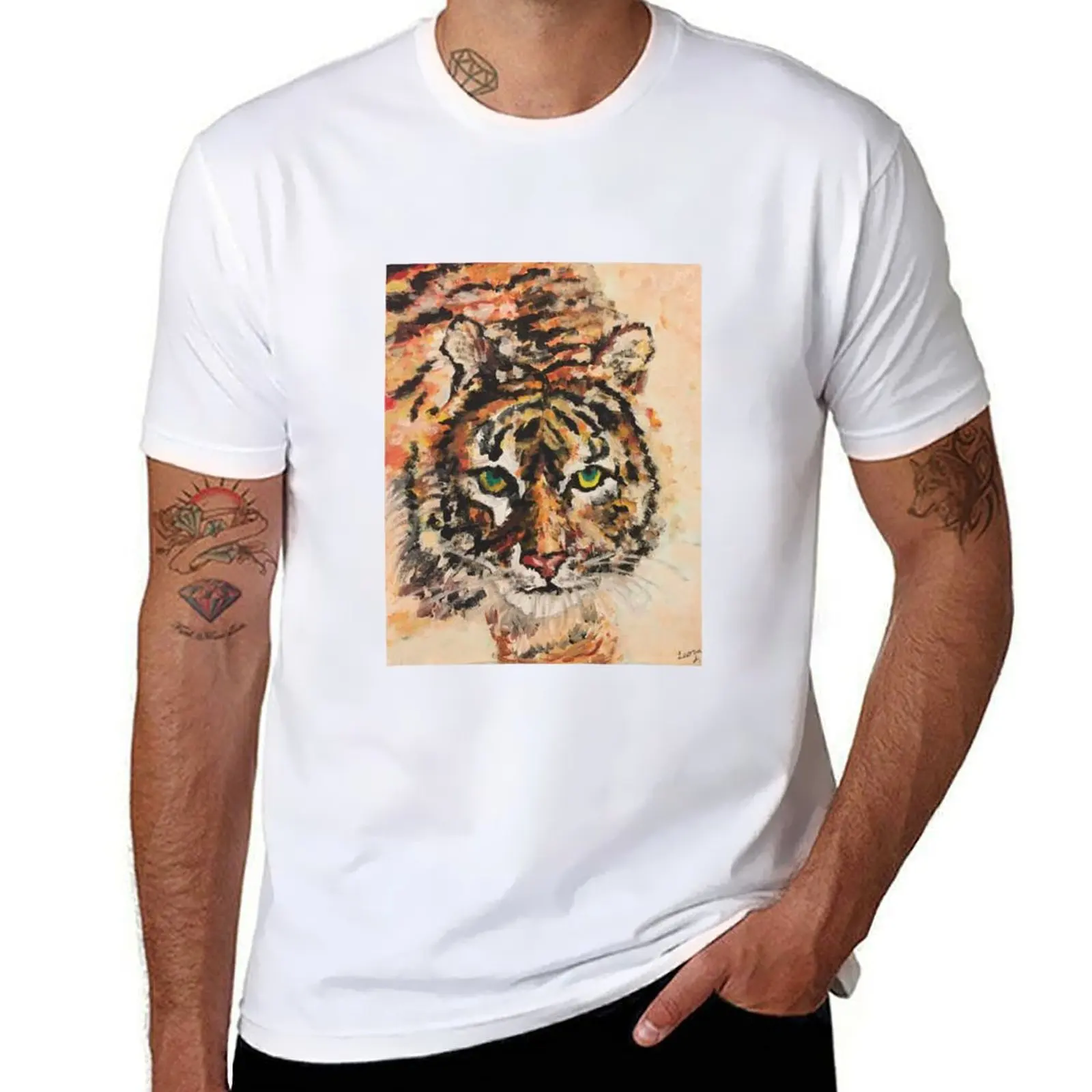 

t t cotton man 100% tiger Painting shirt of shirts a T-Shirt man graphic