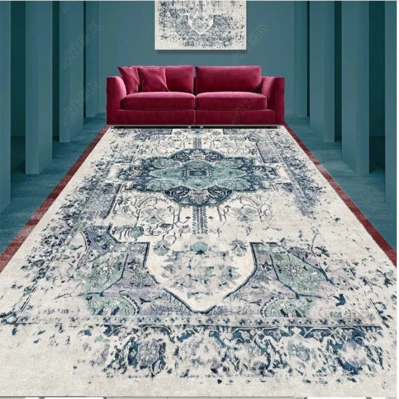 Advanced American Retro Persian Rug for Living Room and Bedroom Decor Carpet 100% Polyester Felt Washable Foldable Anti-slip Mat