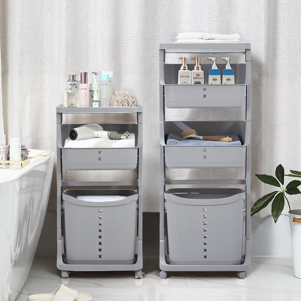 

Customizable Dirty Clothes Basket For Bathroom Mobile Storage Cart With Wheels Trolley Laundry Clothing Organizer Bas