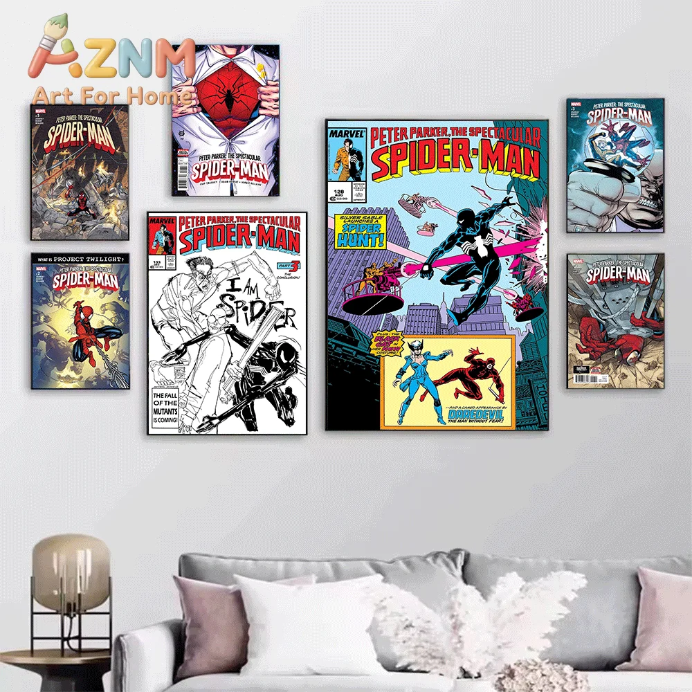 AZNM Vintage Peter Parker The Spectacular Spider-Man Hobgoblin Comic Cover Collage Canvas Wall Art Unframed Print Home Decor P