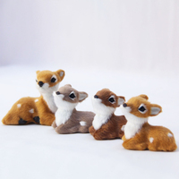 Simulation Small Deer Christmas Sika Deer Ornaments Fairy Garden Miniatures Animal Model Figurine Xmas New Year Party Kids Gifts