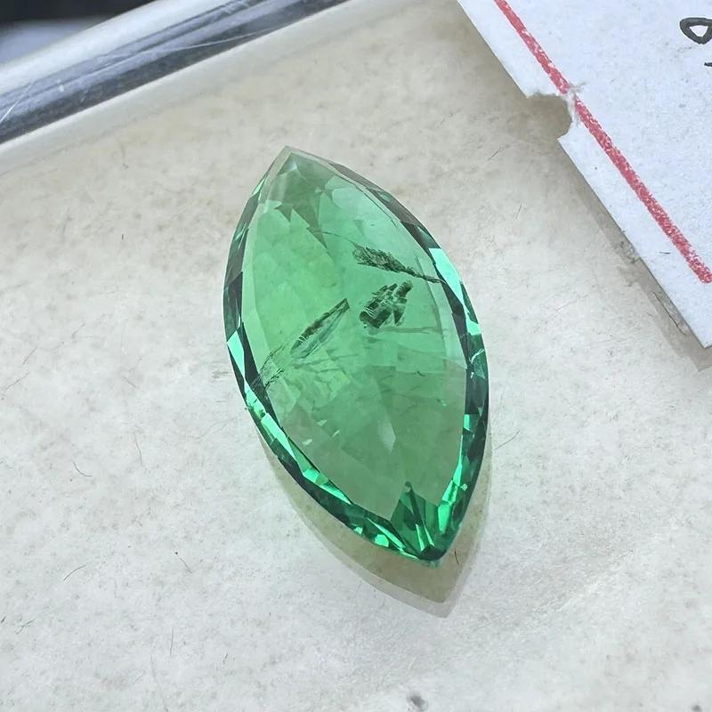 Laborgezüchteter Kolumbianischer Smaragd in Marquise-Form, Edelstein-Anhänger für DIY-Ringe, Halsketten, Ohrringe, Hauptmaterialien wählbar, Zertifikat erhältlich – Detail 4