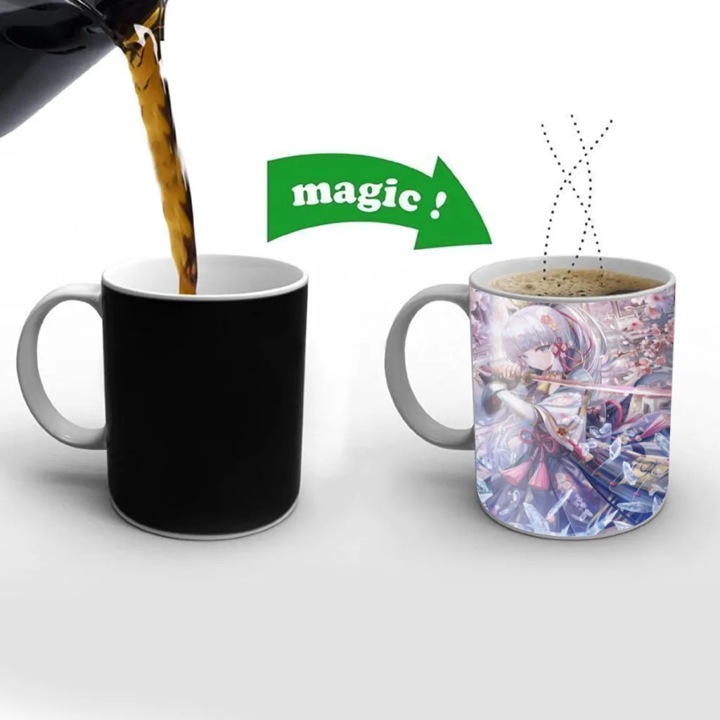 Genshin-Impact-Game-Anime-Kawaii-Free shipping Mug Changing Color Ceramic Coffee Mugs Magic Tea Cup Best Gift