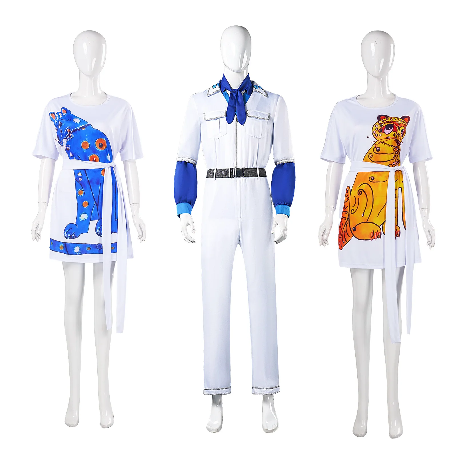 ABBA Costume Cosplay Disguise ABBA Girl Anni Agnetha Benny Bjorn Cosplay 70s Women Men Vintage Shirt Halloween Carnival Suit