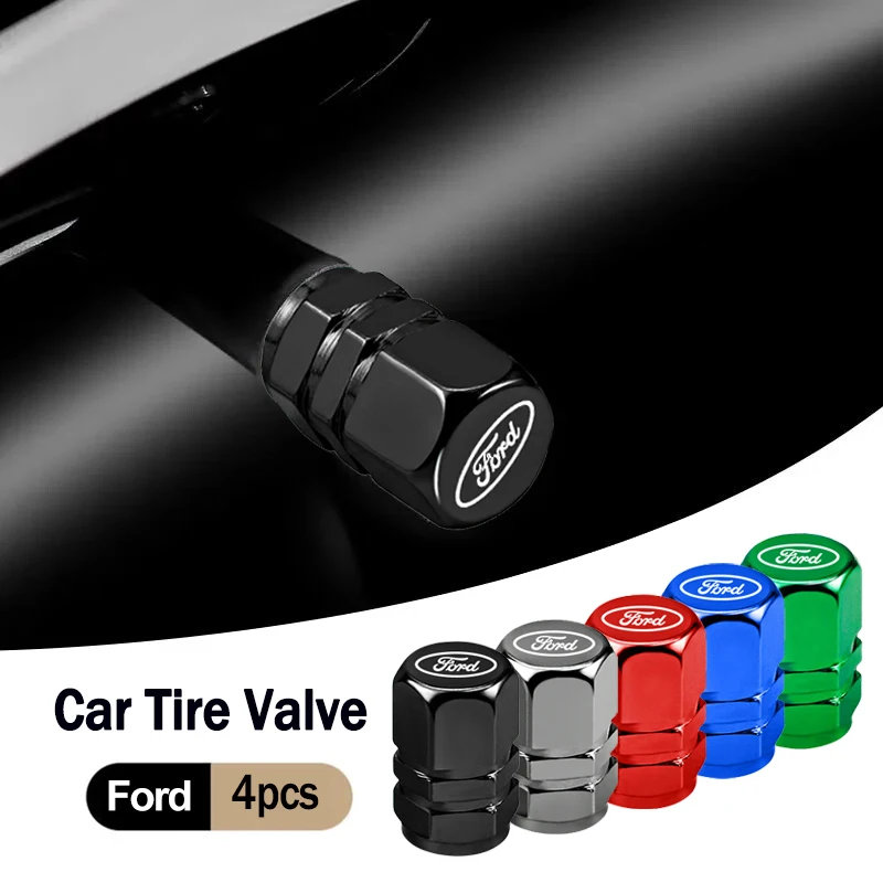 4Pcs Car Tire Valve Caps Emblem Metal Dustproof Cap For Ford Focus Mk2 Mk4 Mk8 Fiesta Mondeo Shelby Ecosport Mustang Puma Escape