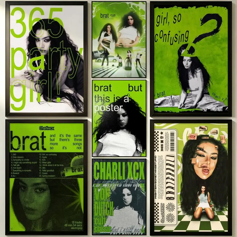 Charli XCX Cool Pop Music Star Self-Adhesive Poster Peel and Stick Waterproof Removable HD Print for Home Room Wall Decoration