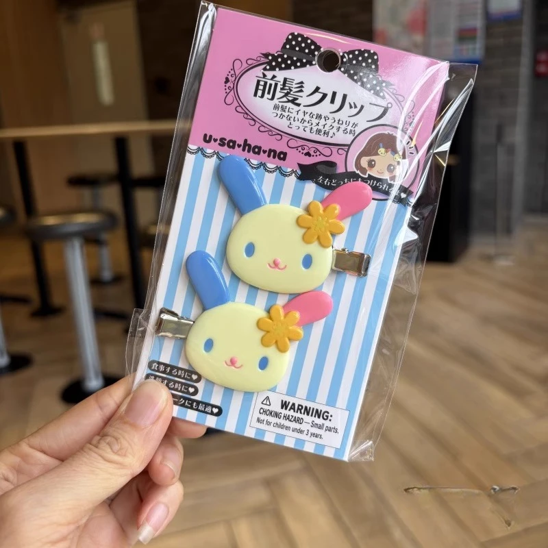 2 szt. Sanrio Hello Kitty Spinki do włosów z grzywką z Japonii, akcesoria do włosów z postaciami z kreskówek dla dziewczynek, prezent urodzinowy