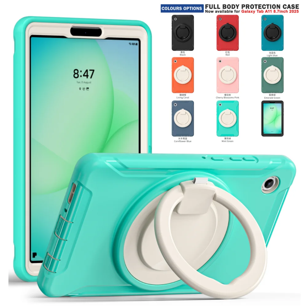

Чехол для Samsung Galaxy Tab A11 8.7 дюймов SM-X130 SM-X135 2025, 8.7-дюймовый прочный защитный чехол-подставка с поворотом на 360 градусов ° Вращающийся кронштейн