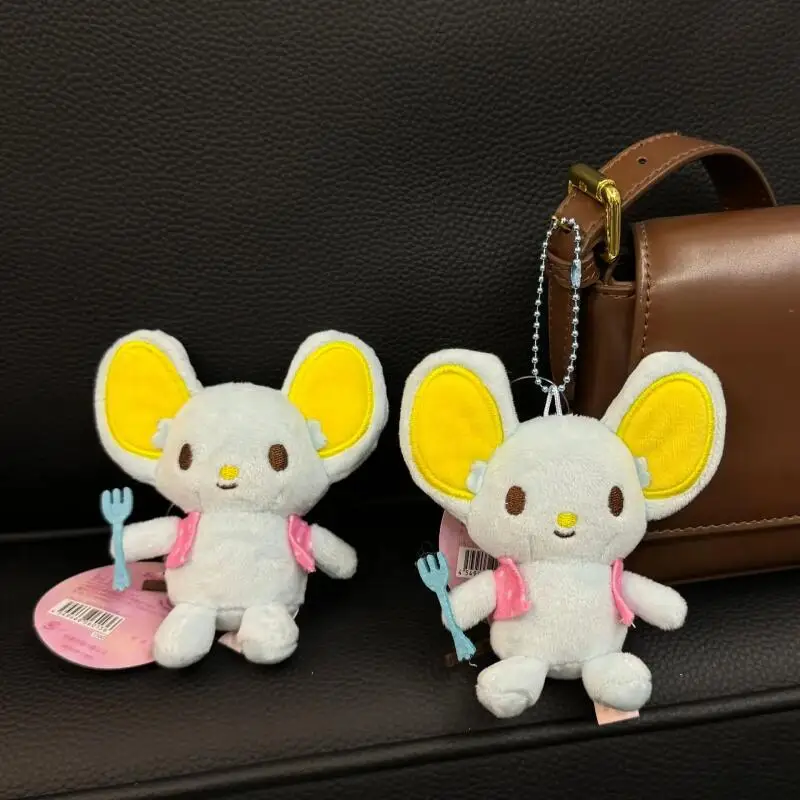 Frando Mouse Plush Keychain Cute Backpack Pendant Decoration with Mini Fork Kawaii Car Interior Anime Children's Holiday Gifts
