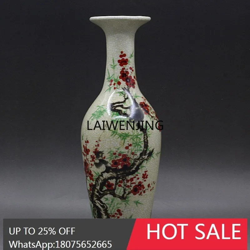 Jingdezhen antique ceramic vase happy eyebrows willow leaf vase old goods collection home ornaments