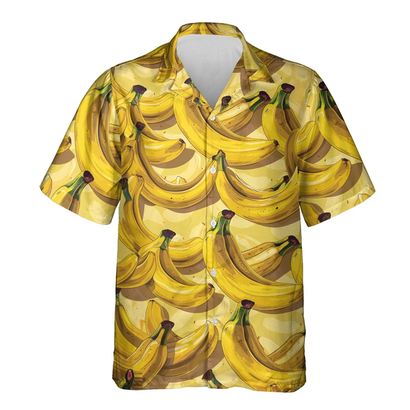 Fruit Lovers Hawaii Shirt For Men Clothing Fresh Fruits Casual Button Down Unisex Luau Beach Shirts Watermelon Cherry Lemon Tops