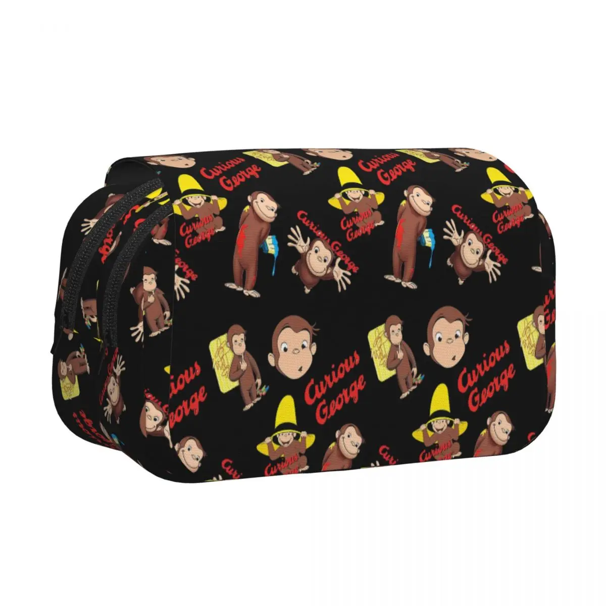 Cartoon Curious George Monkey AnimePencil Cases Pencil Pouch Hard Shell Leather Big Capacity Pen Box Pencil